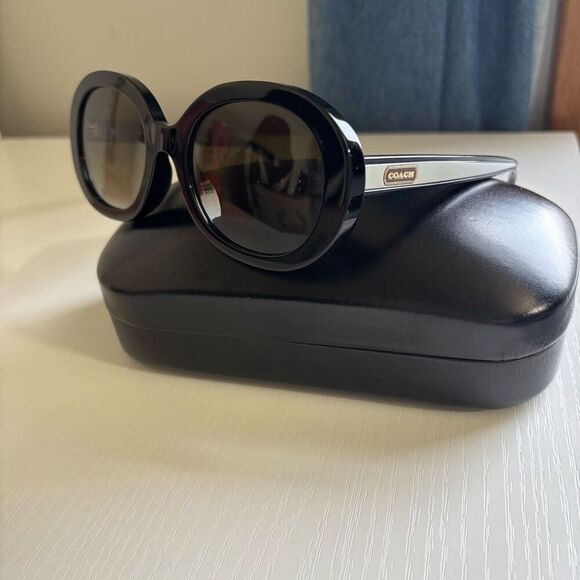 Coach oval Sunglasses Black Olive Gradient with case - Picture 5 of 15